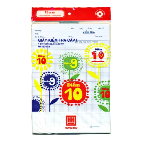 Giấy kiểm tra Hồng Hà cấp 1  