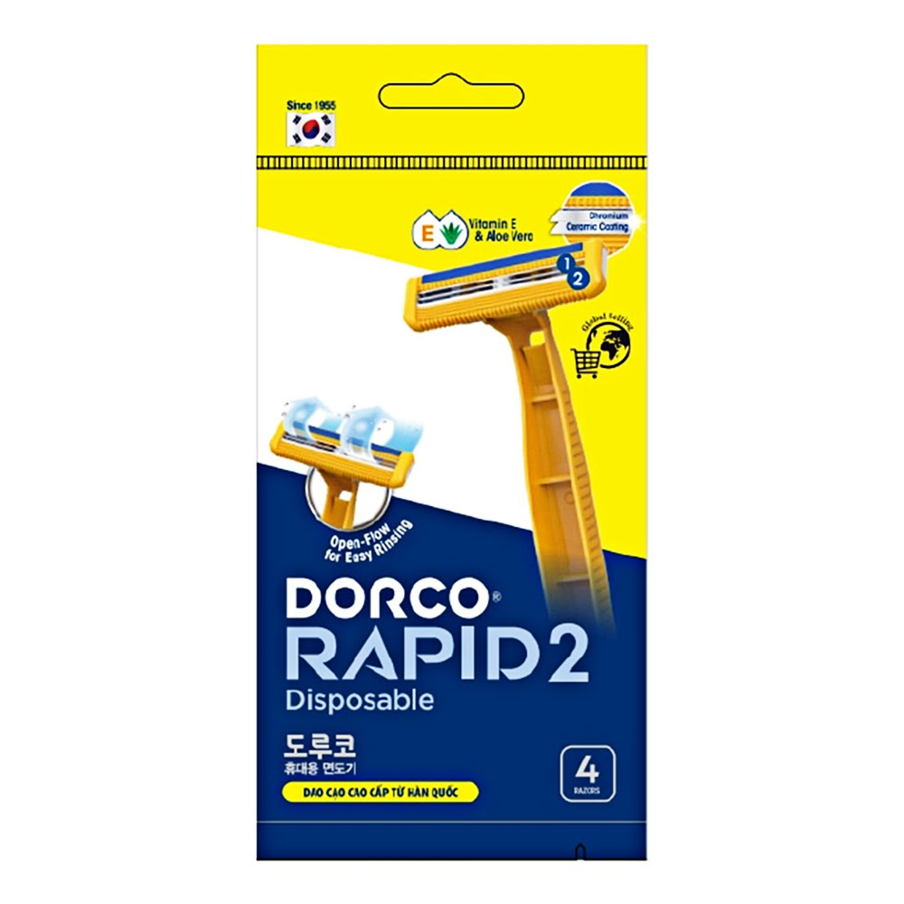 Dao cao râu Dorco lưỡi kép TNB200YL-4P (có bôi trơn)  