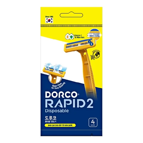 Dao cao râu Dorco lưỡi kép TNB200YL-4P (có bôi trơn)  