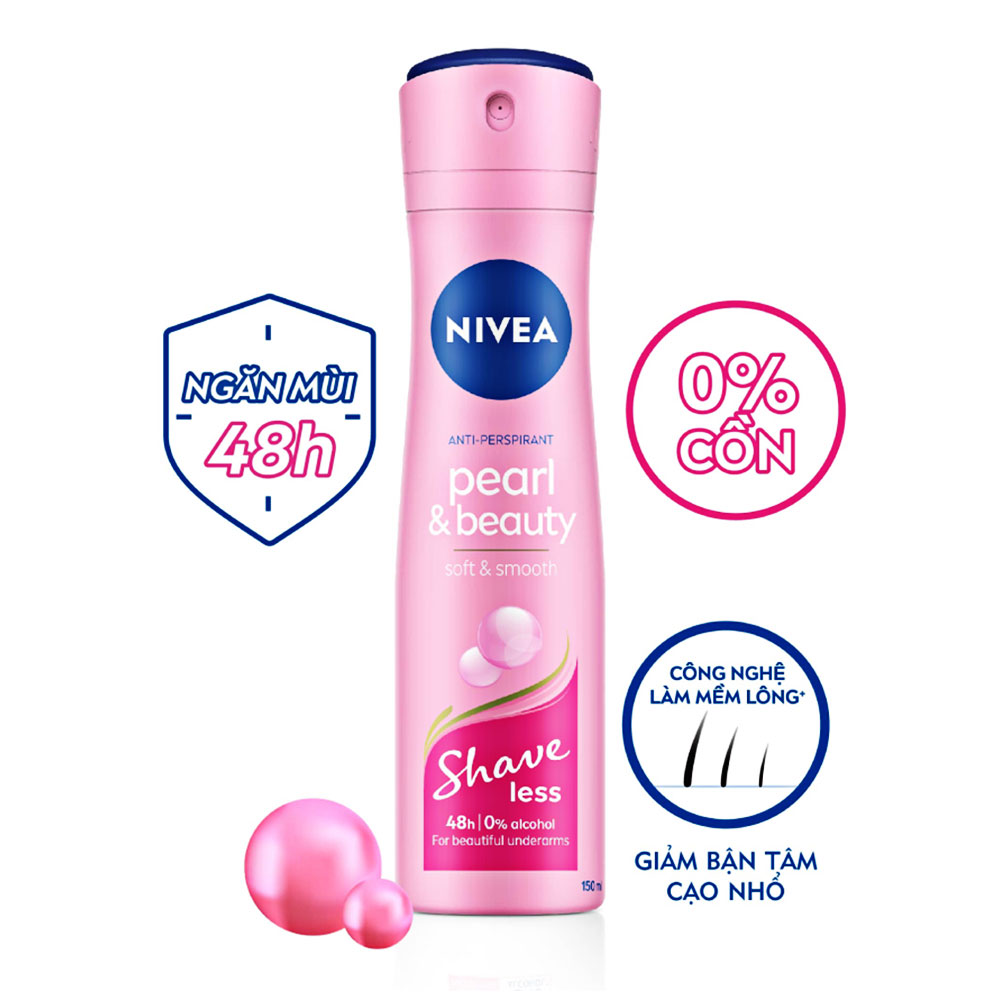 Xịt ngăn mùi toàn thân Nivea Pearl  Shave less spray 150ml 