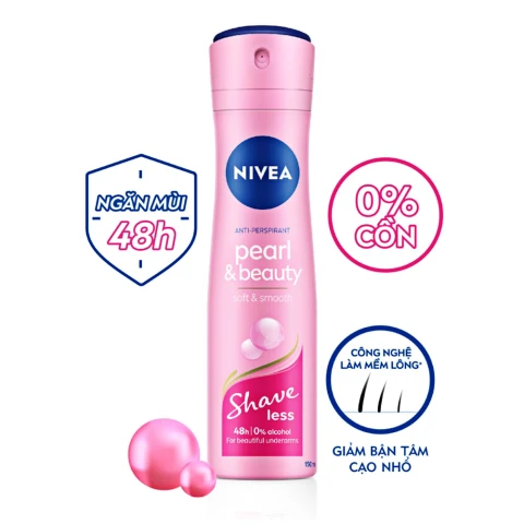 Xịt ngăn mùi toàn thân Nivea Pearl  Shave less spray 150ml 