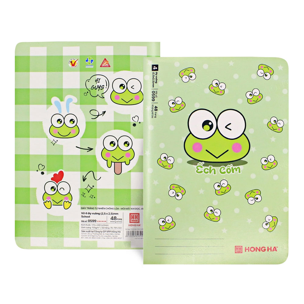 Vở ô ly Hồng Hà School ếch cốm 48 trang  