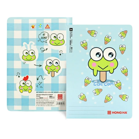 Vở ô ly Hồng Hà School ếch cốm 80 trang  