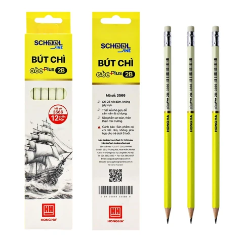 Bút chì gỗ Hồng Hà ABC Plus-2B có tẩy  3566