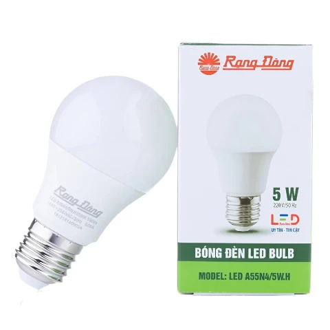 Bóng LED Buld  Rạng Đông  5W A55N4-5W E27 3000K ánh sáng vàng