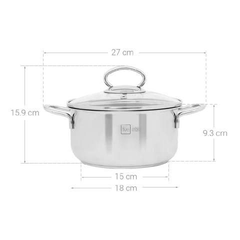 Nồi FIVE STAR inox nắm kính 18cm 