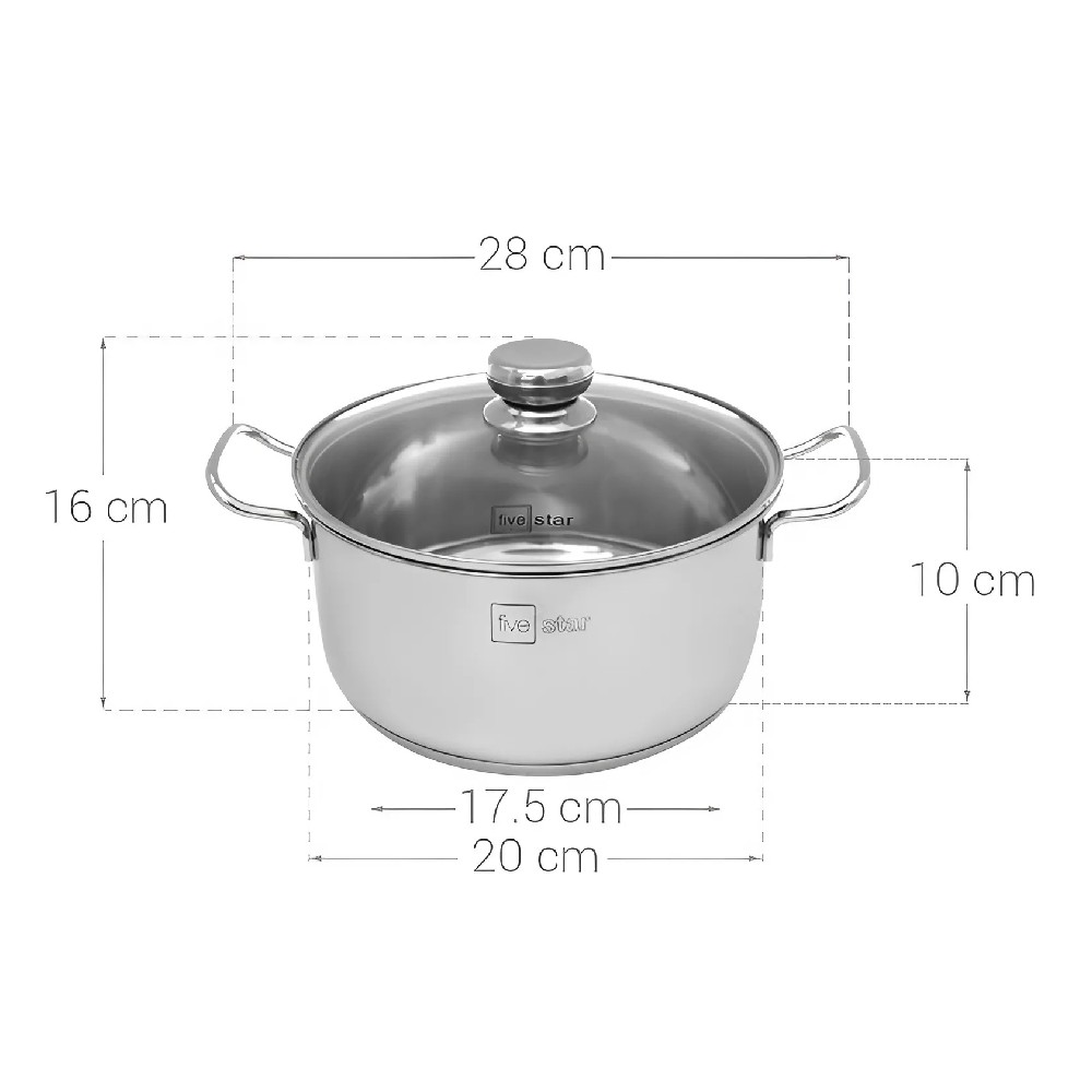 Nồi FIVE STAR inox nắm kính 20cm 