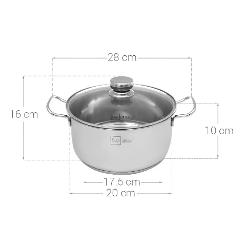 Nồi FIVE STAR inox nắm kính 20cm 