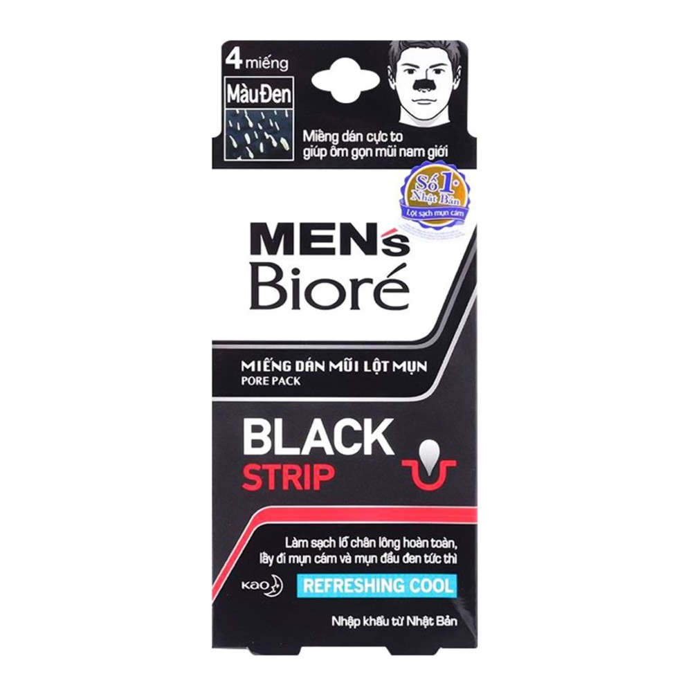 Miếng dán Biore lột mụn cho nam màu đen  