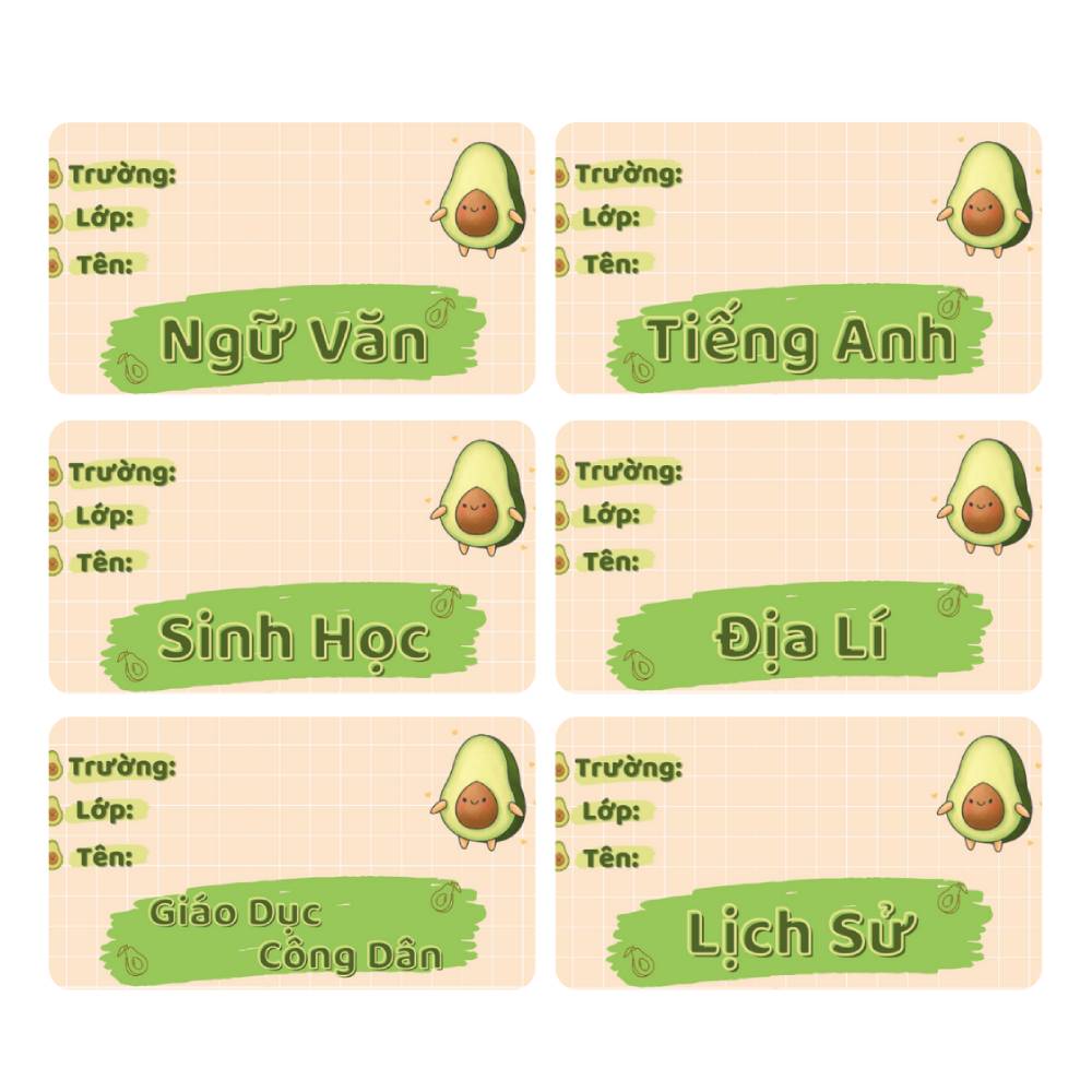Nhãn vở  môn học cấp II  