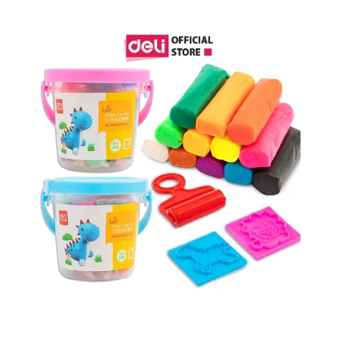 Đất nặn 12 màu + 3 khuân màu xanh 7022-XD 6h/t