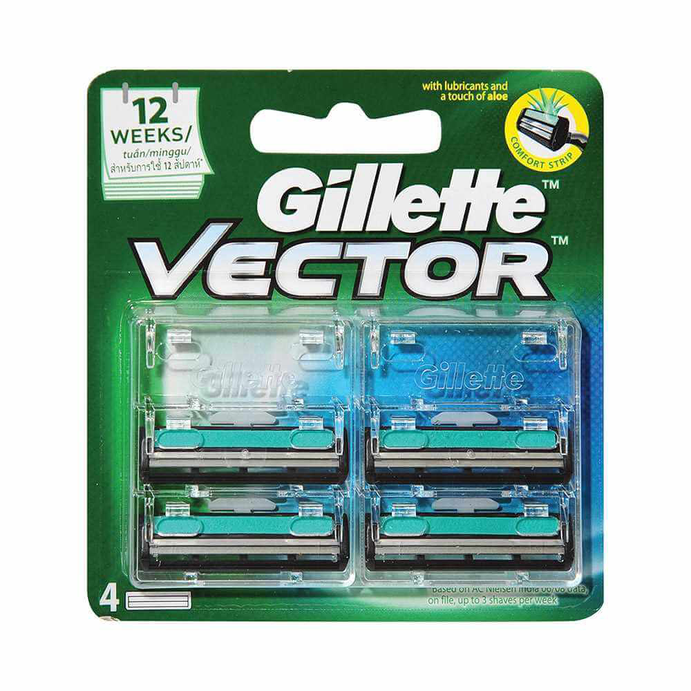 Dao cao râu Gillette Vector xanh + 4 lưỡi  