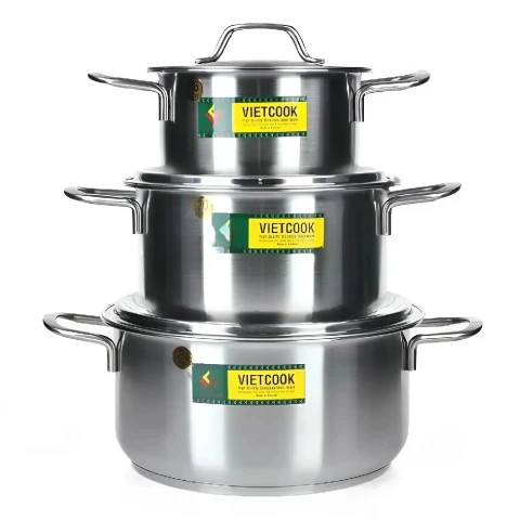 Bộ nồi Vietcook inox 3 đáy cao  V03C-16 20 24