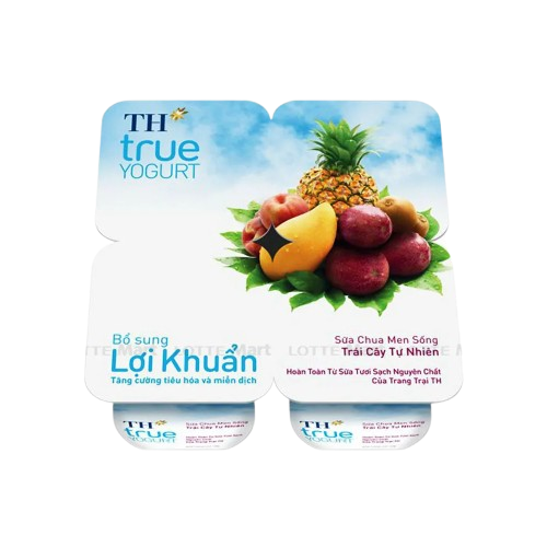 Sữa chua men sống TH True Yogurt trái cây vỉ 4*100gr