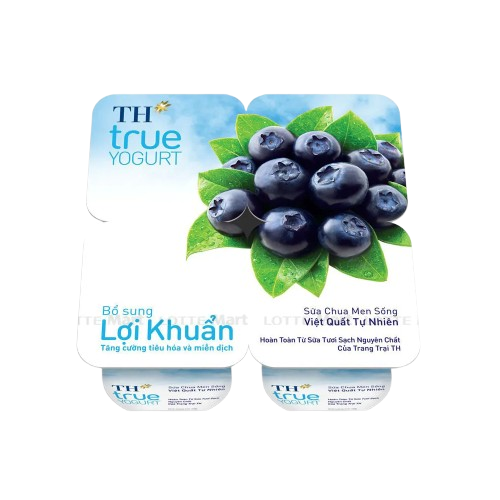 Sữa chua men sống TH True Yogurt việt quất vỉ 4*100gr