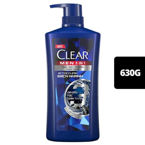 Dầu gội  Clear Men 3in1 sạch nhanh  630g