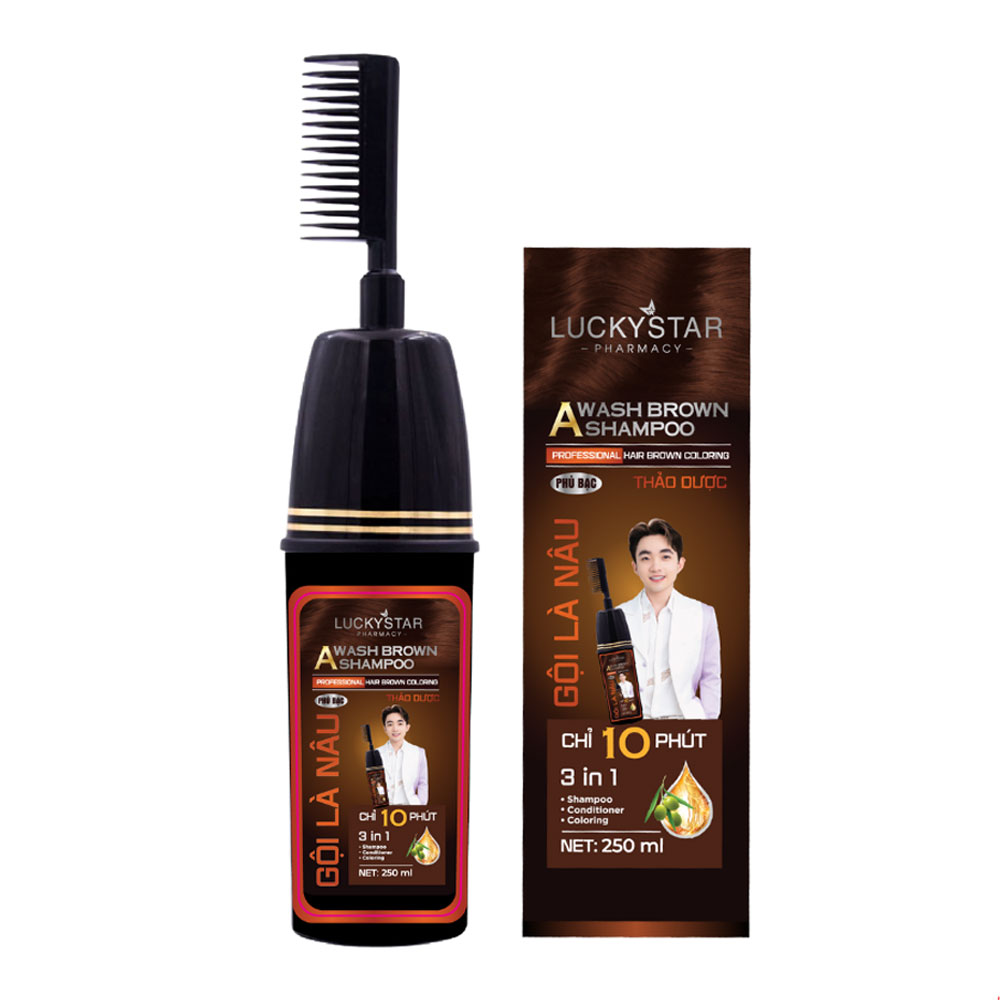 Dầu gội  Luckystar phủ bạc  màu nâu 250ml
