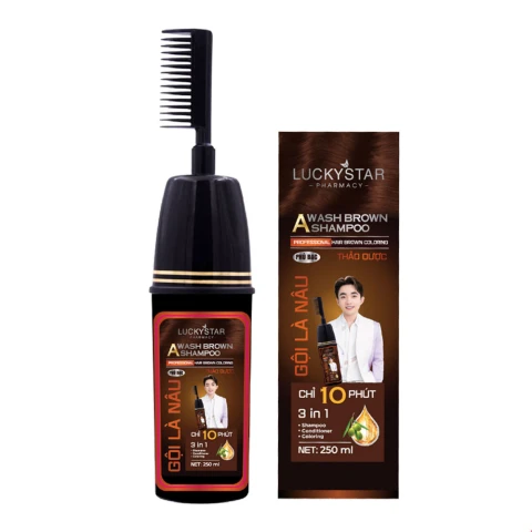 Dầu gội  Luckystar phủ bạc  màu nâu 250ml