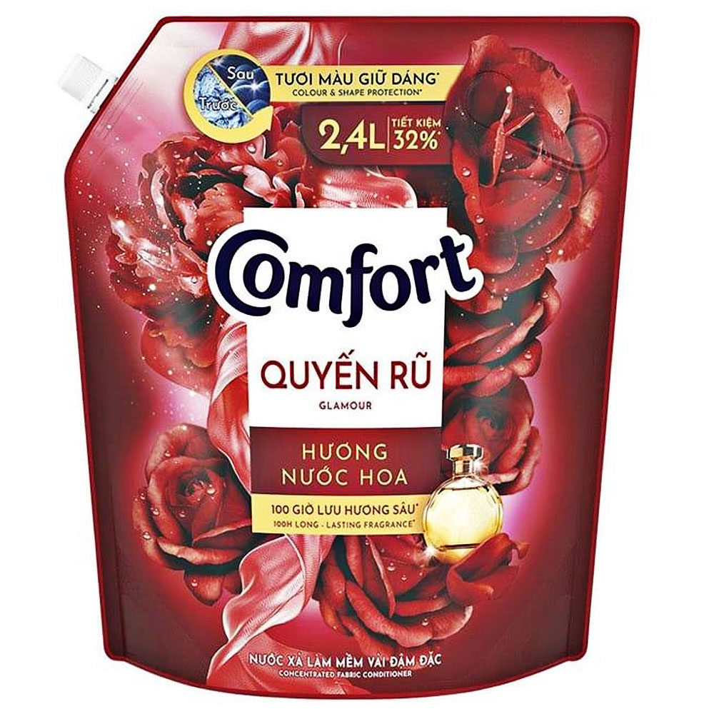 Nước xả vải Comfort hương nước hoa quyến rũ túi 2.4L