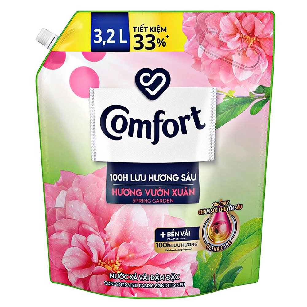 Nước xả vải Comfort 100h hương Vườn xuân túi  3.1L
