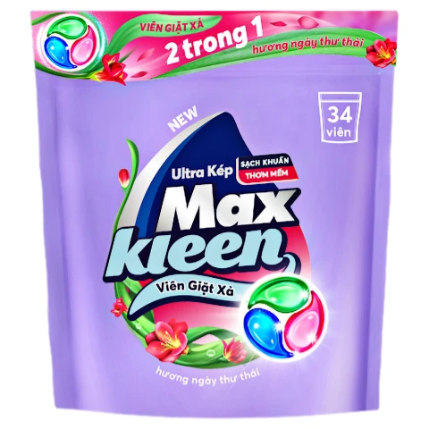 Viên giặt xả Max kleen  thư thái túi 34 viên 15g