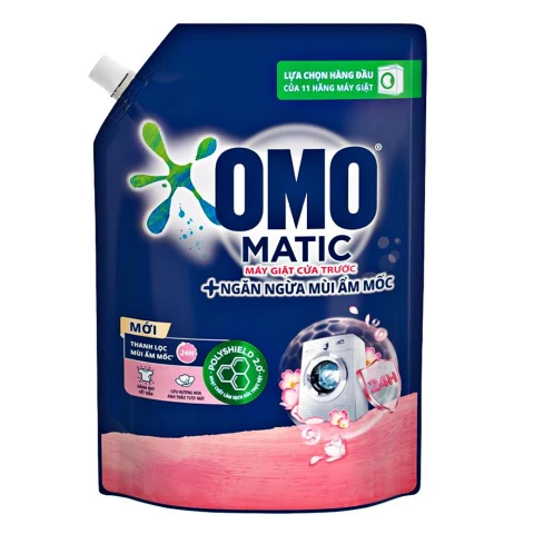 Nước giặt Omo cửa trước ngăn mùi ẩm mốc túi 3.8kg/4