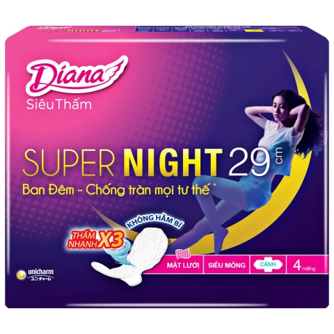 Băng vệ sinhDiana super night  29cm có cánh  4 miếng