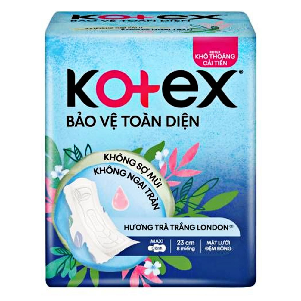 Băng vệ sinhKotex khô thoáng Maxi dày cánh 8 miếng 