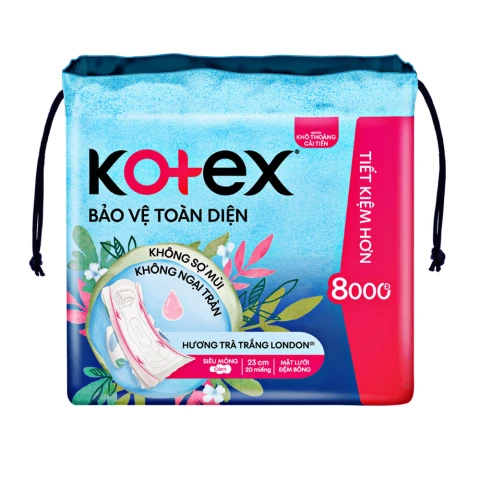Băng vệ sinhKotex  Bảo Vệ Toàn Diện sieu mỏng cánh 23 cm  20 miếng 