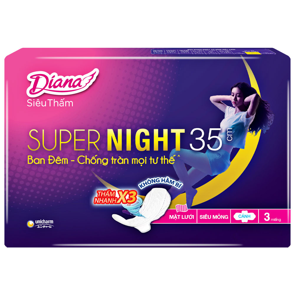 Băng vệ sinh Diana  super night 35 cm  3 miếng 