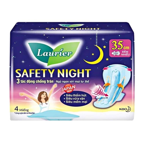 Băng vệ sinh Laurier đêm siêu an toàn 35cm  4 miếng 