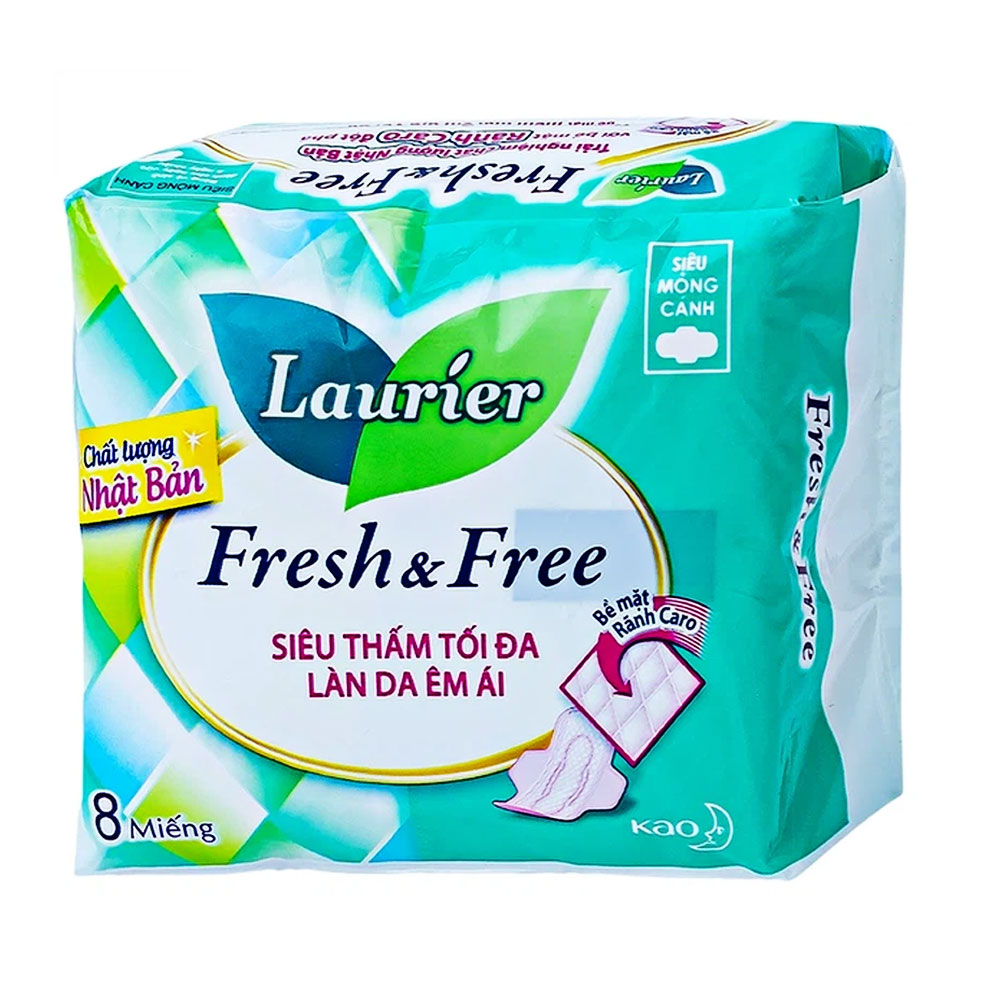 Băng vệ sinh Laurier  Fresh  siêu mỏng cánh  8 miếng 