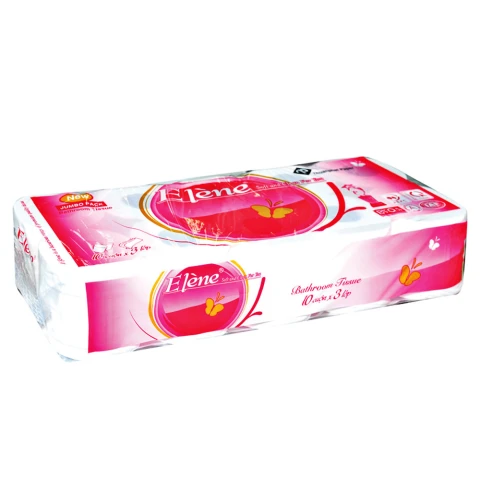 Giấy vệ sinh Elene hồng 3 lớp có lõi  10 cuộn