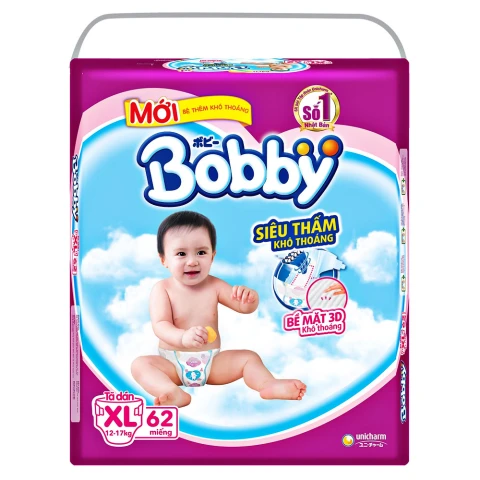 Tã bỉm dán  Bobby  siêu mỏng XL62