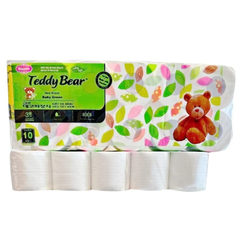 Giấy vệ sinh Baby Green Teddy Bear có lõi  10 cuộn 