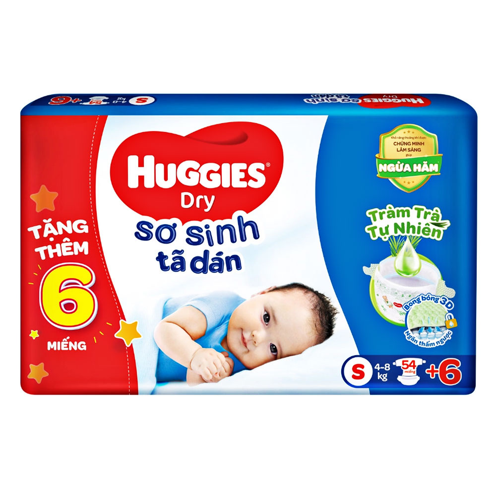 Tã bỉm dán  Huggies sơ sinh dry S54