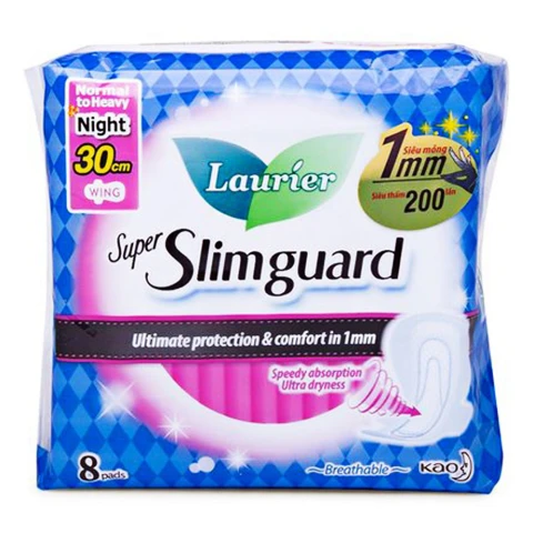Băng vệ sinh Laurier  ban đêm siêu mỏng 1mm 30cm  8 miếng 