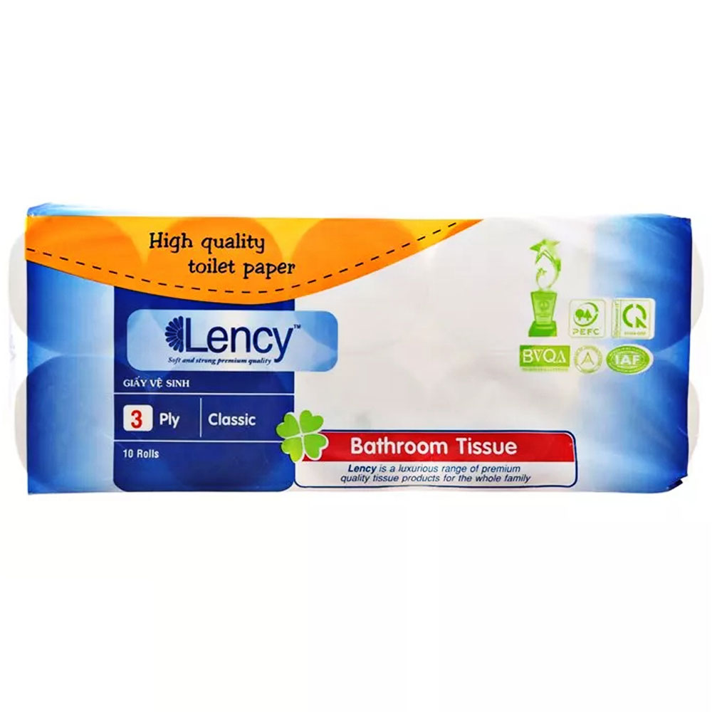 Giấy vệ sinh Lency xanh 3 lớp không lõi cao cấp  10 cuộn 