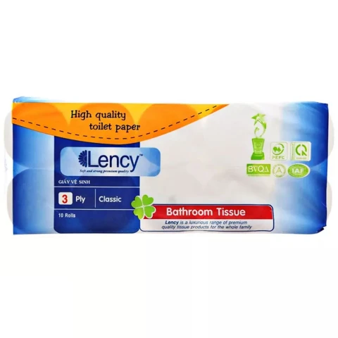 Giấy vệ sinh Lency xanh 3 lớp không lõi cao cấp  10 cuộn 