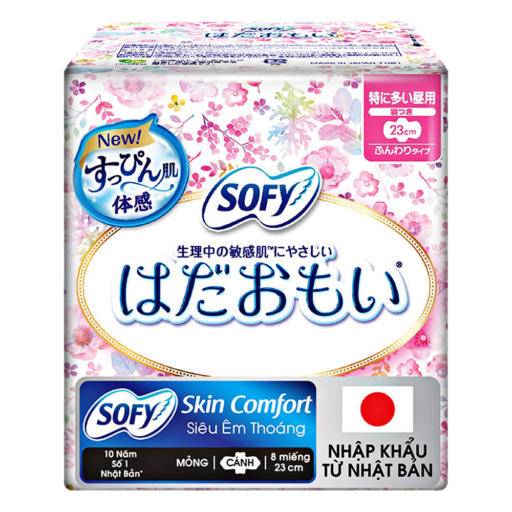 Băng vệ sinh Sofy  Skin comfort cánh 23cm 8 Miếng 8 miếng 