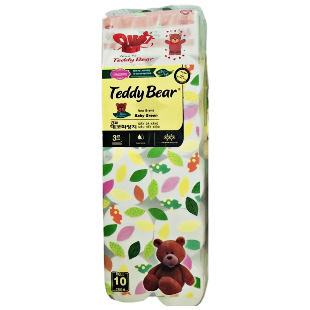 Giấy vệ sinh Teddy bear  mác hồng  không lõi 10 cuộn
