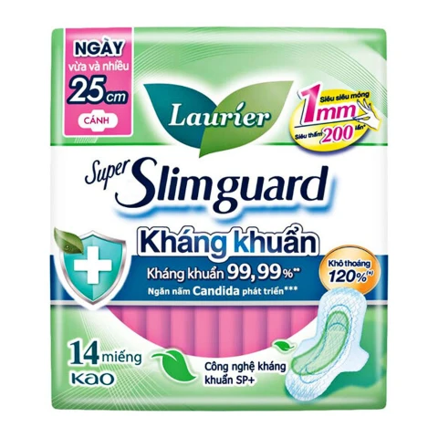 Băng vệ sinh Laurier Siêu mỏng 1mm kháng khuẩn 25cm  14 miếng 