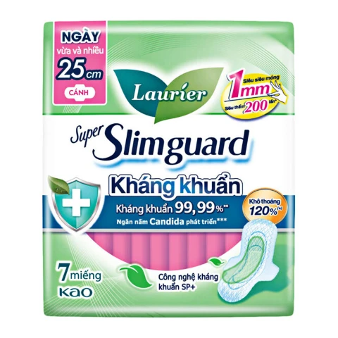 Băng vệ sinh Laurier Siêu mỏng bảo vệ 1mm kháng khuẩn 25cm 7 miếng 