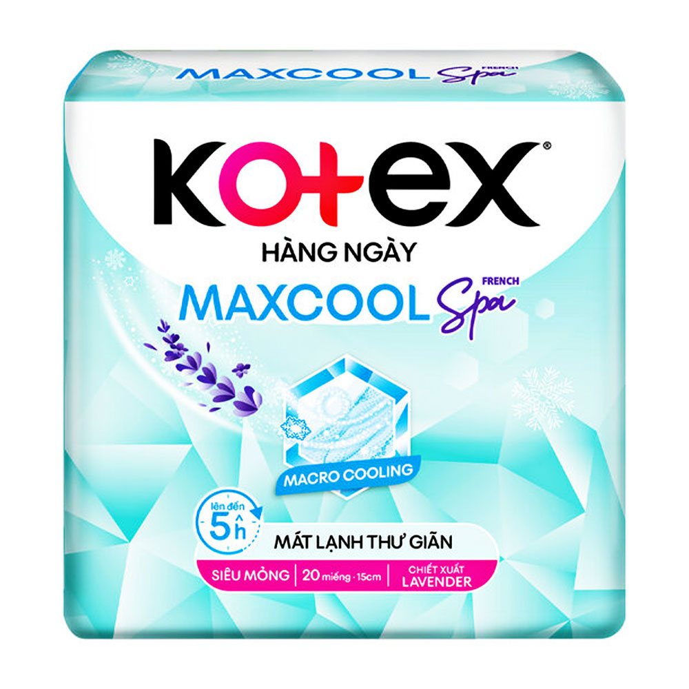 Băng vệ sinh Kotex hàng ngày kháng khuẩn  thảo dược Cool  15cm  20 miếng 