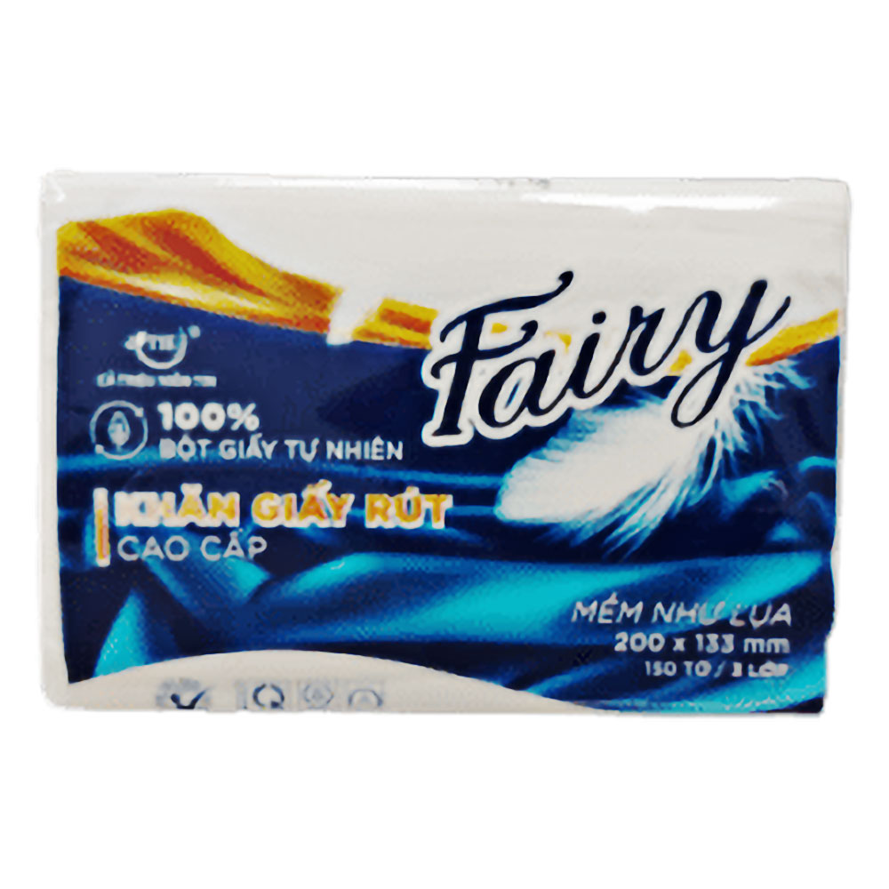 Giấy ăn  Fairy xanh rút ngắn 3 lớp  150 tờ