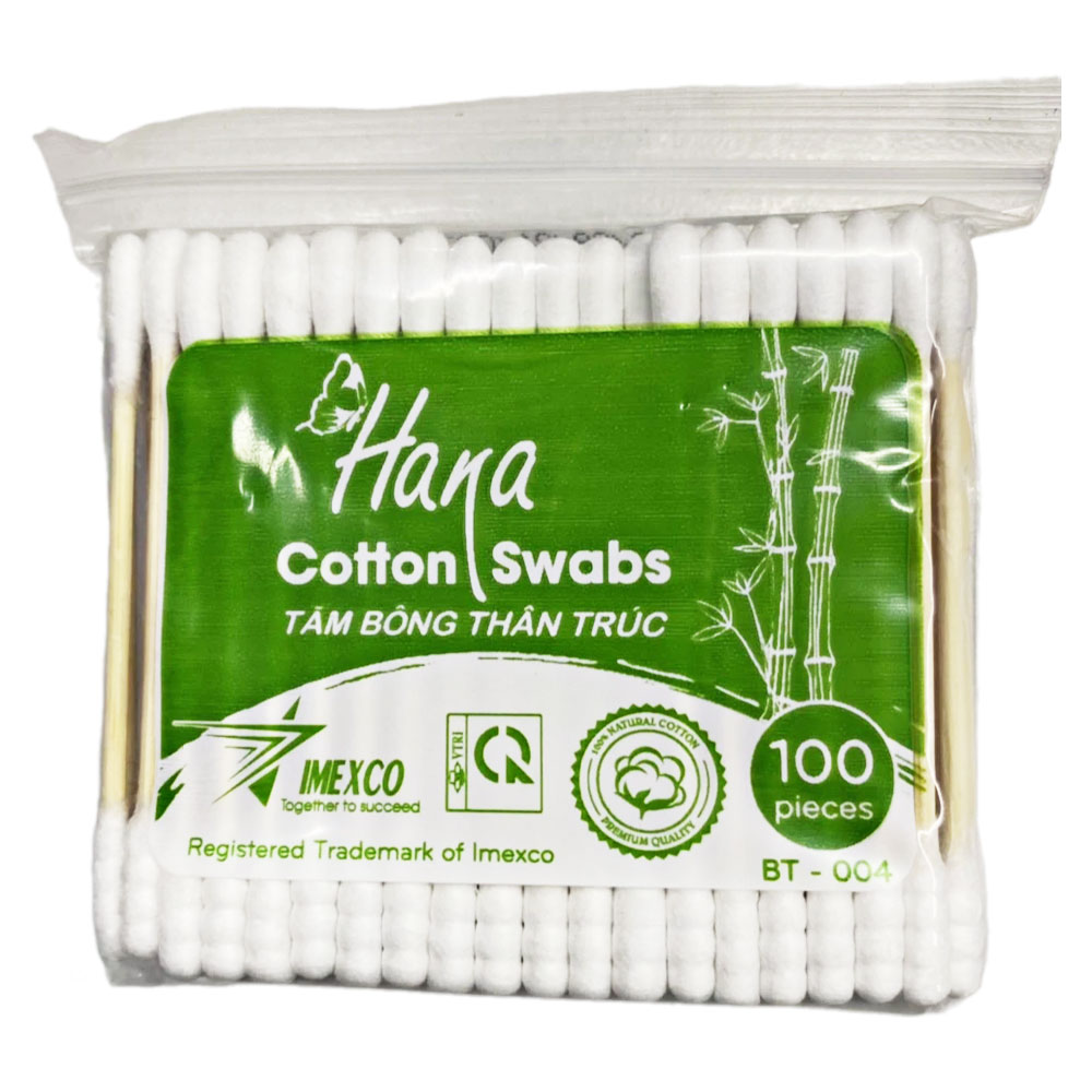 Tăm bông Hana thân trúc gói  100 que