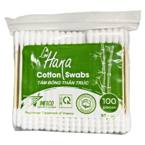 Tăm bông Hana thân trúc gói  100 que