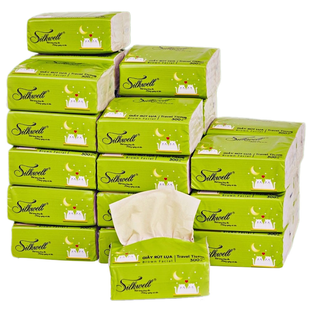 Giấy ăn  Silkwel Brown rút lụa 3 lớp  100 tờ 