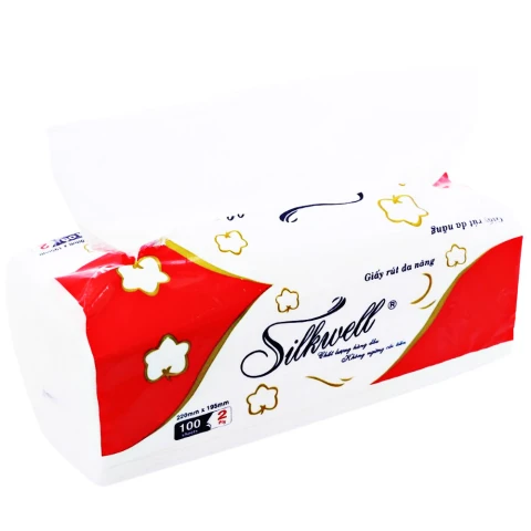 Giấy ăn  Silkwell rút đa năng lau tay 2 lớp gói  100 tờ 