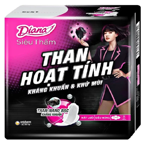 Băng vệ sinh Dianathan hoạt tính siêu thấm siêu mỏng cánh 8 miếng 